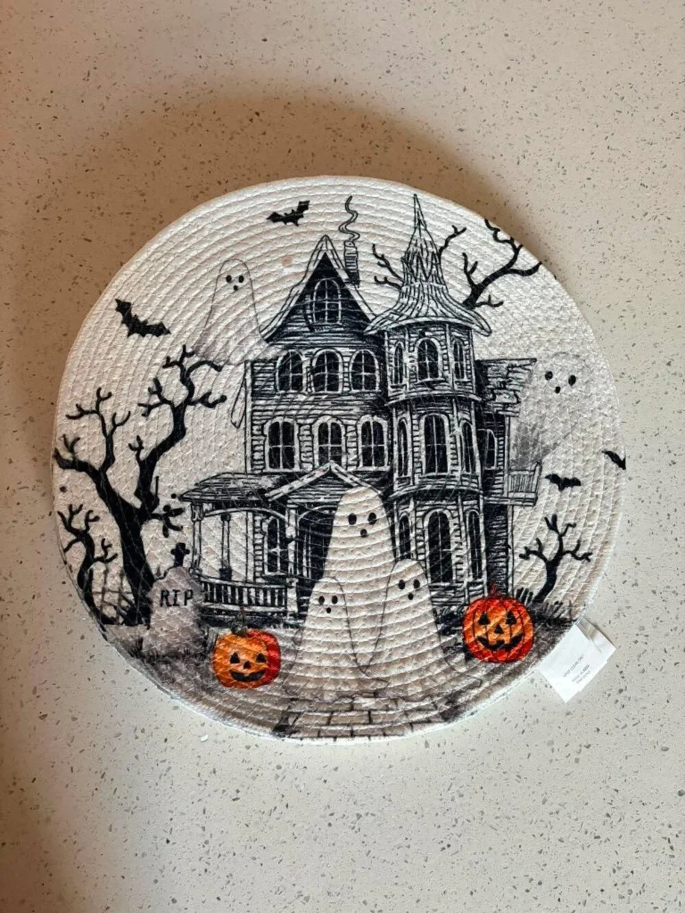 Haunted Lane Halloween Haunted House Braided Placemats Set of 4